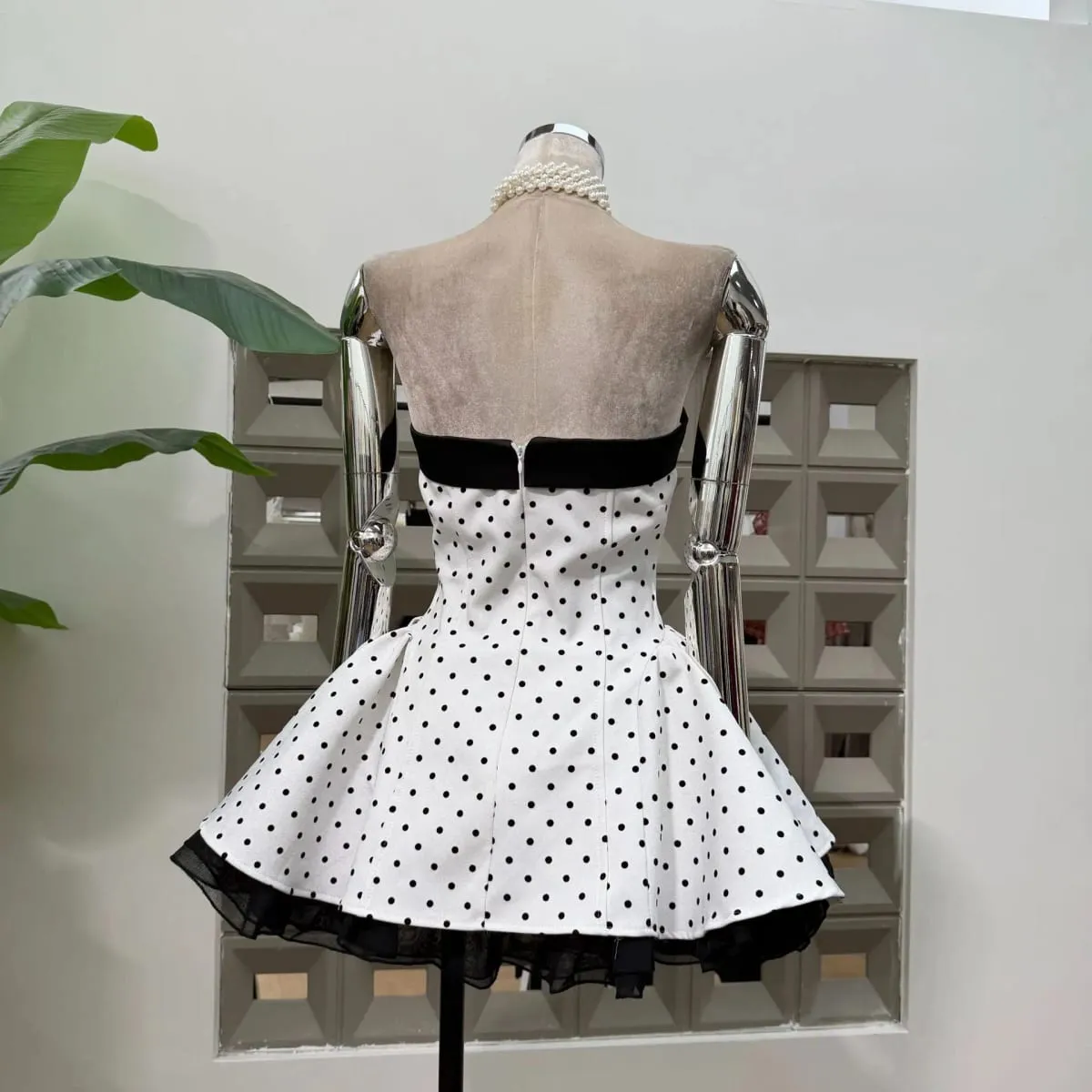 Babaeng Sexy Strapless Backless Polka Dot Bow A Line Dress Party Birthday Evening Ball Gowns Nightclub Show Wear Fashion Vestido — image 2