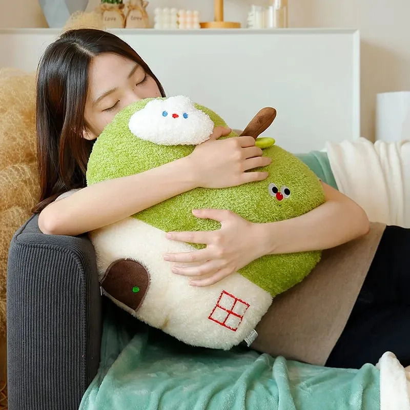 Cute Apple House Plush Pillow Optional With Blanket 2‑in‑1 Throw Cushion Kawaii Fruit Stuffed Pillow Sofa Bedroom Decor Gift