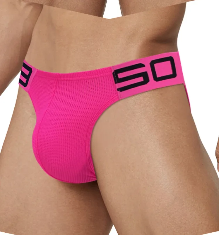 Panlalaking Nylon Blend Mesh Breathable Briefs Horn Splice Letter Embossed Malapad na Elastic Waistband Kulay Fluorescent Sexy Underwear