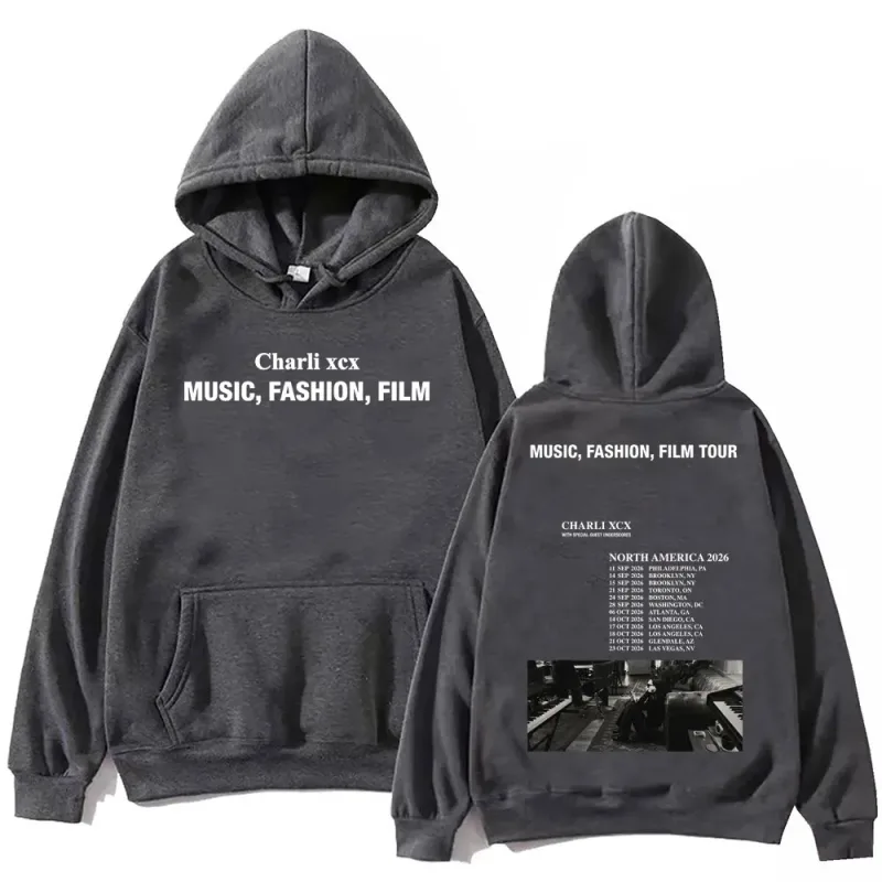 Singer Charli Xcx Music Fashion Film Tour 2026 Hoodies Men Women Rock Punk Sweatshirts High Quality Fleece Oversized Pullovers — image 7