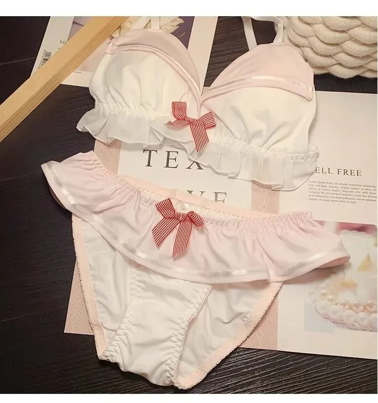 Set pakaian dalam wanita set celana dalam bra wanita inti lucu Angkatan Laut setelan pelaut busur set Lingerie set gadis seksi wanita cosplay Lolita — image 4