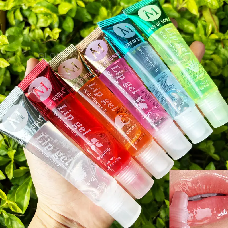 6Pcs Perisa Buah Berair Set Pengilat Bibir Berkilat Gel Bibir Jelas Penghidratan Pelembap Bibir Glos Bibir Wanita Makeup Bibir Borong — image 2