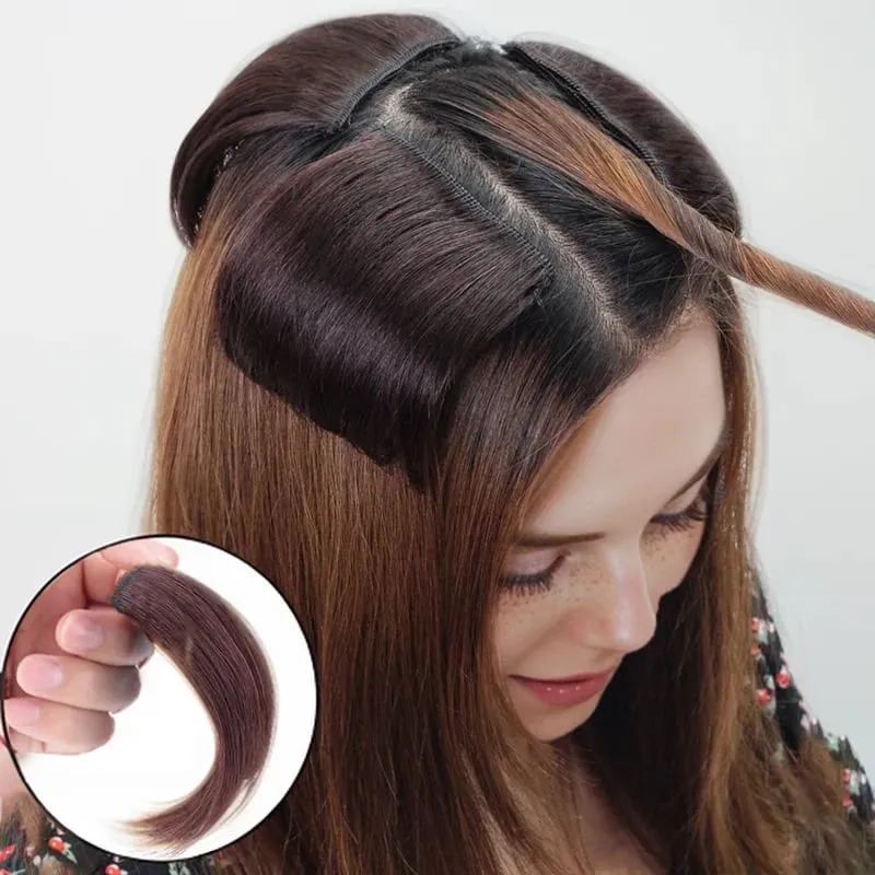 Synthetic 10/20/30cm Short Straight Hair Pieces Invisible Clip in Hair Top Side Cover Hair Accessories for Women — image 7