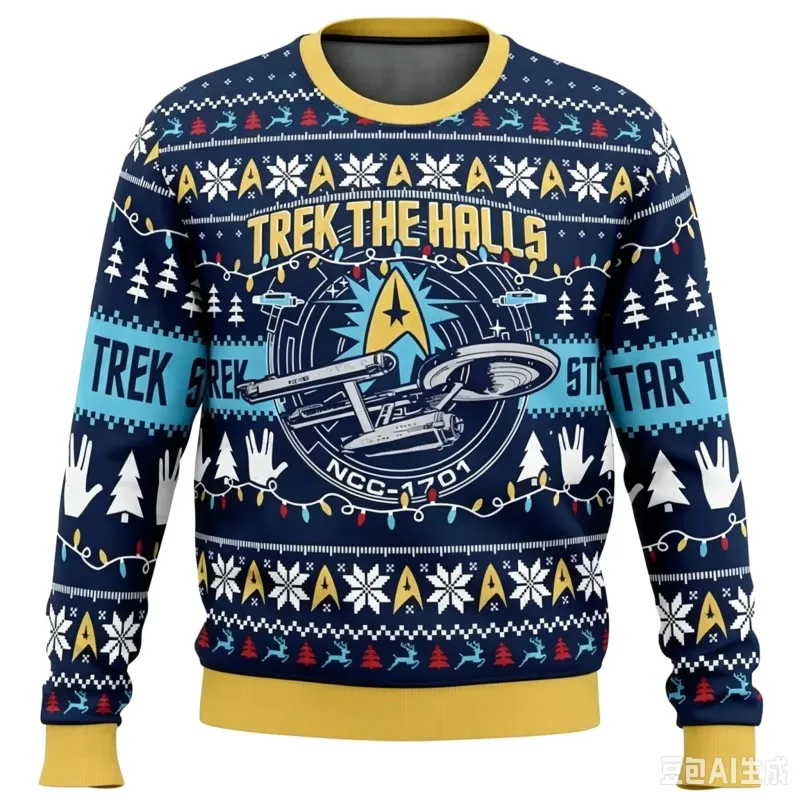 Captain Picard Star Trek Ugly Christmas Sweater Cartoon Anime Women Men Pullover Tops 2026 New Fashion Couple Hoodie Sweatshirt — image 3