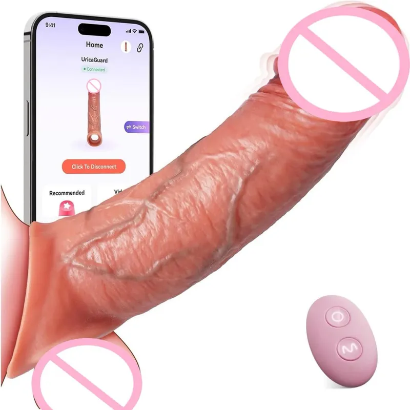 ペニススリーブコックバイブレーター現実的なペニスエクステンダー振動コックリング 10 モードリモコンソフトシリコーンペニス男性のカップルのため