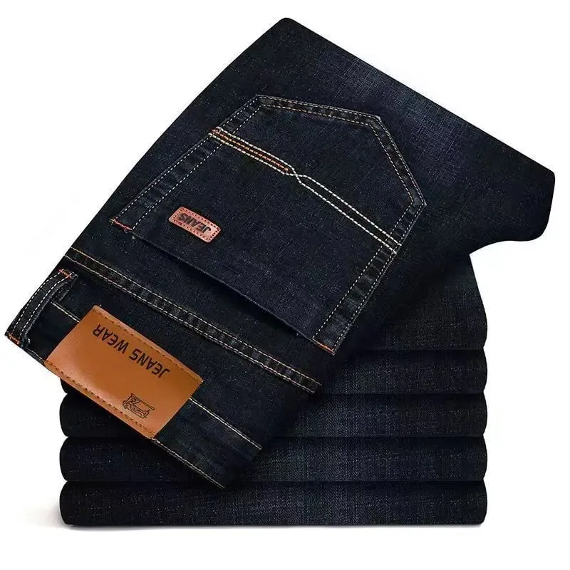 Jeans in cotone elastico da uomo sottile estivo 2024 Pantaloni casual dritti da lavoro comodi grigi di moda Pantaloni di marca di alta qualità — image 6