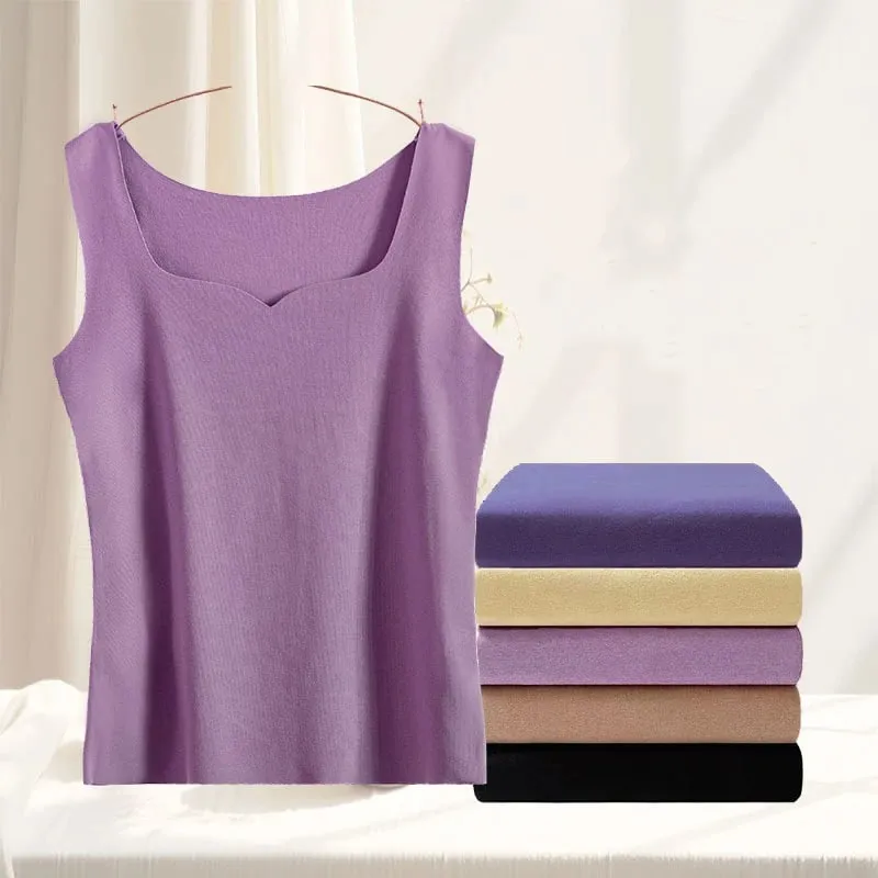 1pcs Women Thermal Tops Girls Traceless Solid Color Vest Base Layer Warm Tank Top Autumn Winter Female Sexy Slim Camisole — image 8