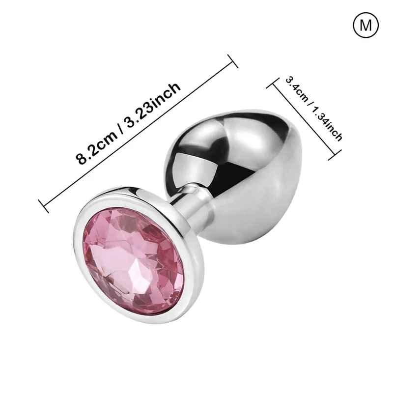 Luxury Metal Anal Plug Set Jewel Butt Trainer Kit Adult Toys for Men Women Couples Beginners Sex Gifts Large Medium Small Pink