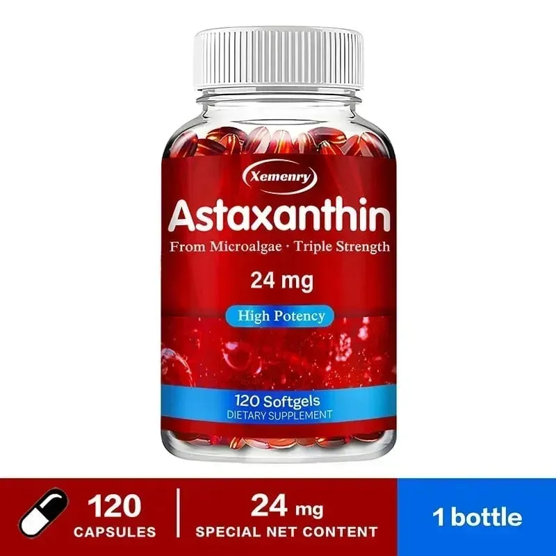 Astaxantina 24 Mg - Promove a saúde cardiovascular Acelera o metabolismo Mantém a saúde das articulações dos olhos e da pele Antioxidante