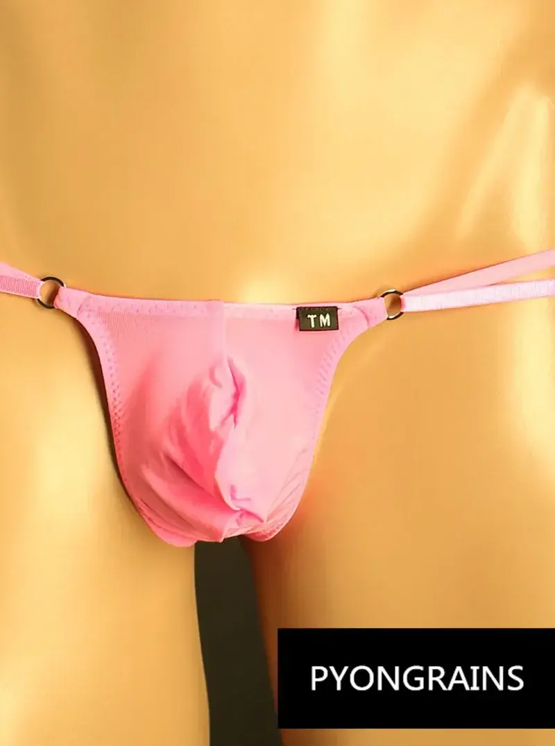 Lelaki Cincin O Logam Boleh Laras Dua Tali Nipis Bikini Seluar Rendah Naik Sutera Ais Sutera 3D U Convex Pouch Seluar Dalam Lelaki Seksi — image 11