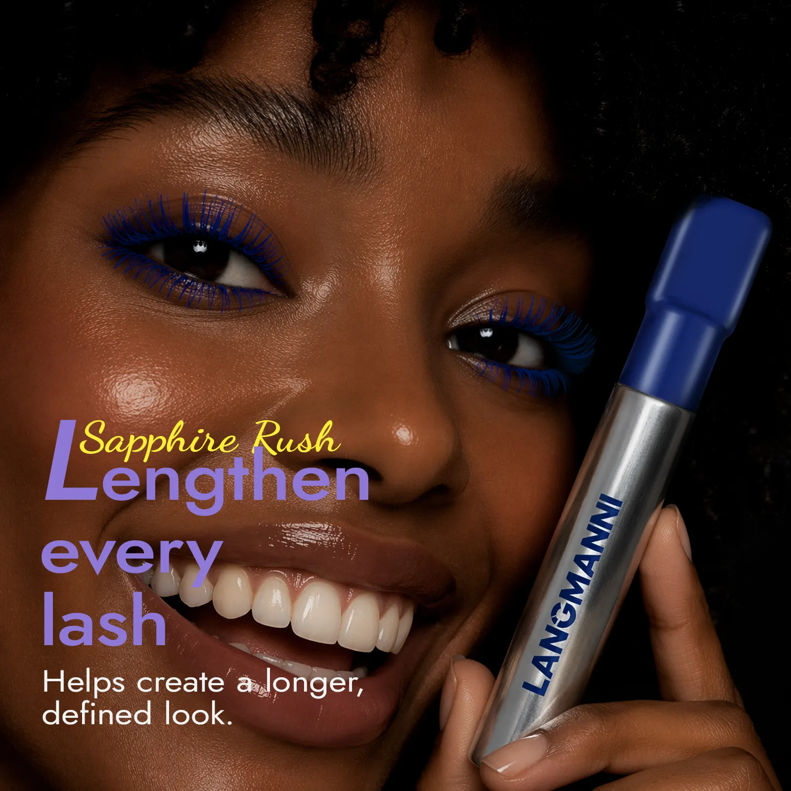 Silk Fiber Matte Blue Mascara Berus Besar Berwarna-warni Memanjangkan Bulu Mata Kalis Air Tahan Air Cepat Kering GreenPink Curling Mascara Makeup — image 5