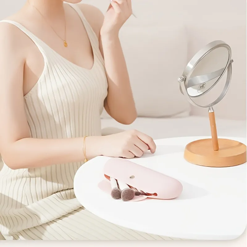 Suporte de pincel de maquiagem de viagem de silicone anti-queda portátil cosméticos rosto escovas titular macio e elegante ferramentas de maquiagem organizador — image 3