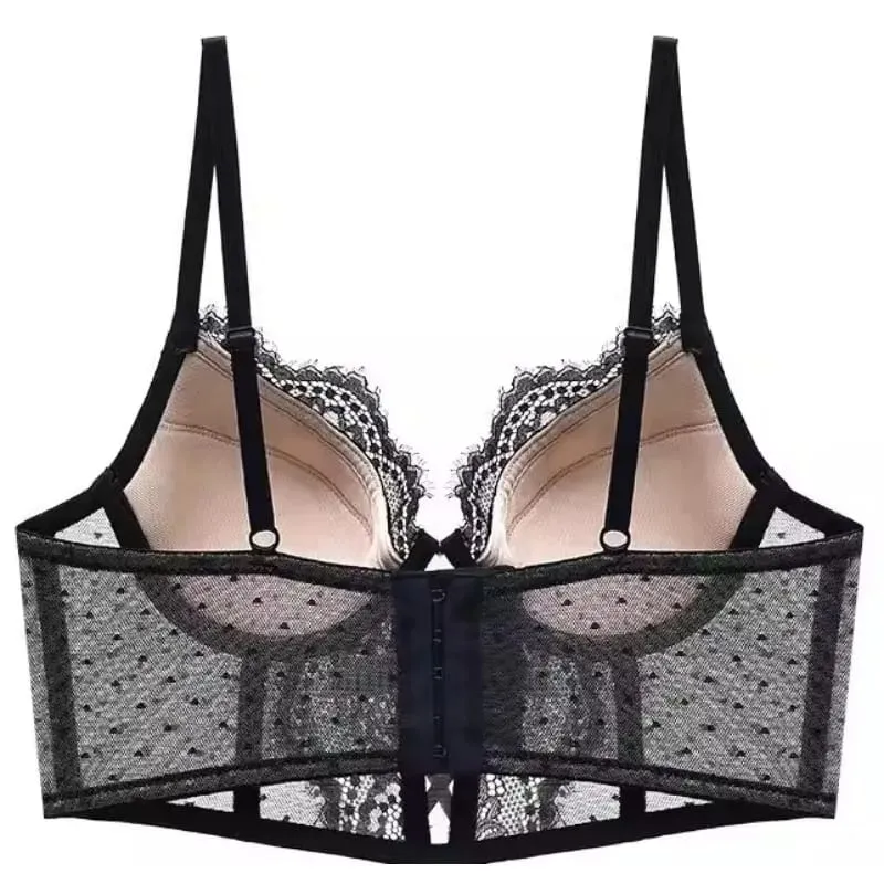 Set Lingerie Renda Push Up untuk Wanita Kamisol Tipis dengan Bra Berkawat Lembut Teddy Tulang Ikan Pakaian Bulan Madu Pengantin Seksi S-XL — image 3