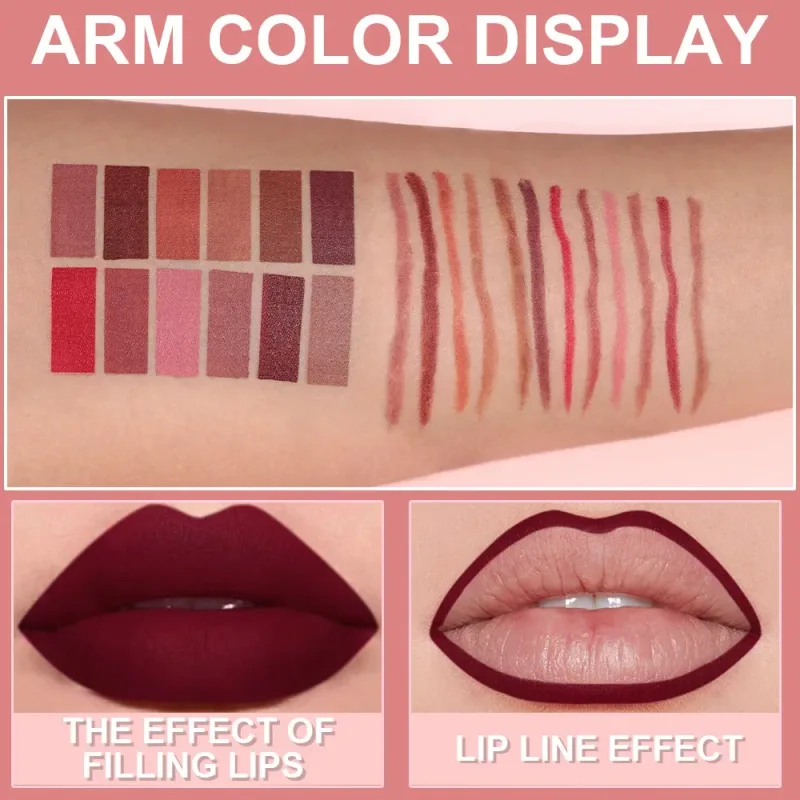 6pcs Matte Lip Liner Set Nude Brown Smooth Rose Red Pigmented Long Lasting Rotatable Lipstick Pencil Kit for Smooth Finish — image 5