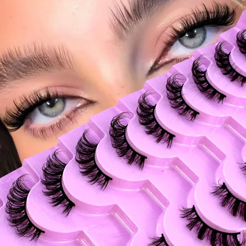 Half Lashes 10 Pairs Half Lashes Soft Natural Cat Eye Lashes Makeup Tool Fake Eyelashes Extension Fluffy Faux Cils — image 10