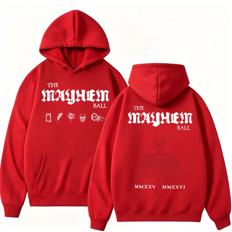 Lady Gaga The MAYHEM Ball Red Dress Hoodies Fashion Pop Music Vintage Sportwear Loose Fleece Casual Men Women Sweatshirt Gifts