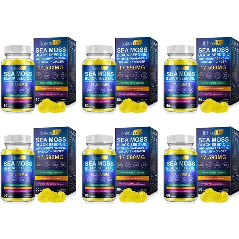 HalmanLabs Gomitas de aceite de semilla negra de musgo marino con vitamina C y vitamina D para la salud inmune y apoyo mineral vital 60 gomitas — image 12