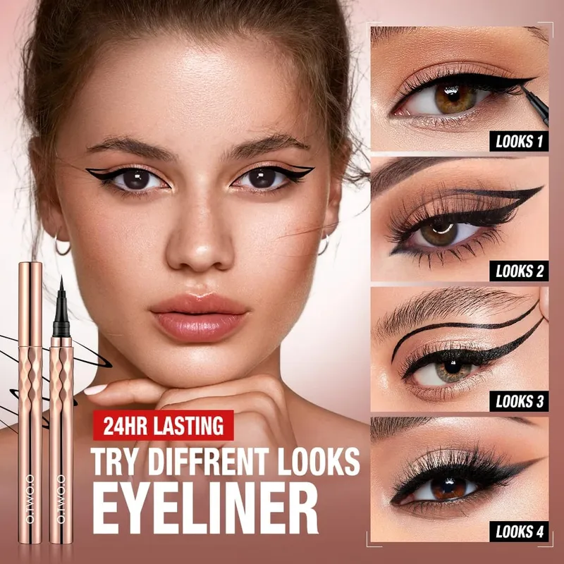 O.TWO.O-Kit de maquillaje 2 en 1, lápiz labial para cejas, delineador de ojos negro, máscara de fibra 4d, juego de maquillaje profesional completo, 6 uds.