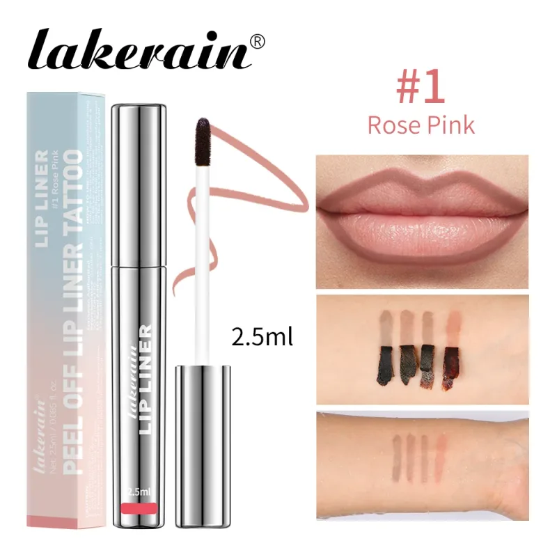 Delineador de labios resistente al agua, brillo de labios tipo tatuaje, resistente al agua, tinte de labios mate de larga duración, contorno marrón, cosmético para manchas de labios rasgados