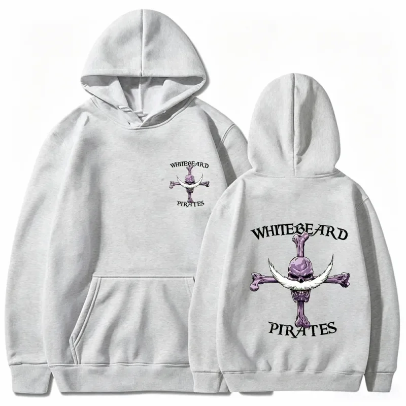 One Piece Whitebeard Pirates Hoodie, Print Pullover Sweatshirt, Whitebeard Jolly Roger Anime Graphic Streetwear Hooded Top — image 5