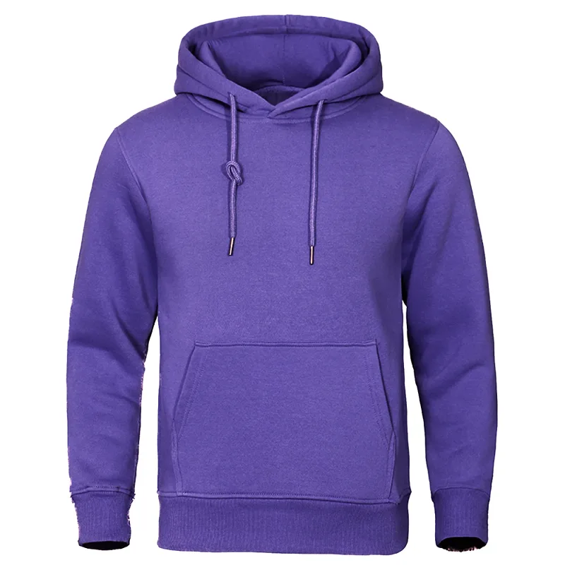 Hoodie Lelaki Warna Pejal Fleece Baju Sweat Lelaki Fesyen Pakaian Jalanan Pullover Bernafas Longgar Kasual Jenama Hoody Lelaki