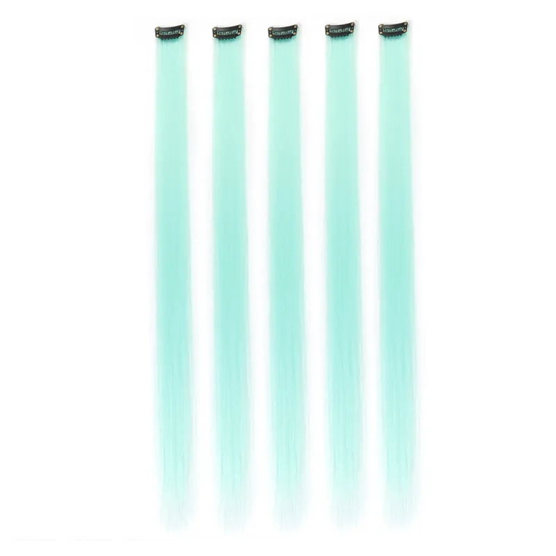 5pcs/set Colorful Clip In Synthetic Hair Extension Rainbow Long Straight Hairpieces For Women Girl Kids Y2K Style Daily Party