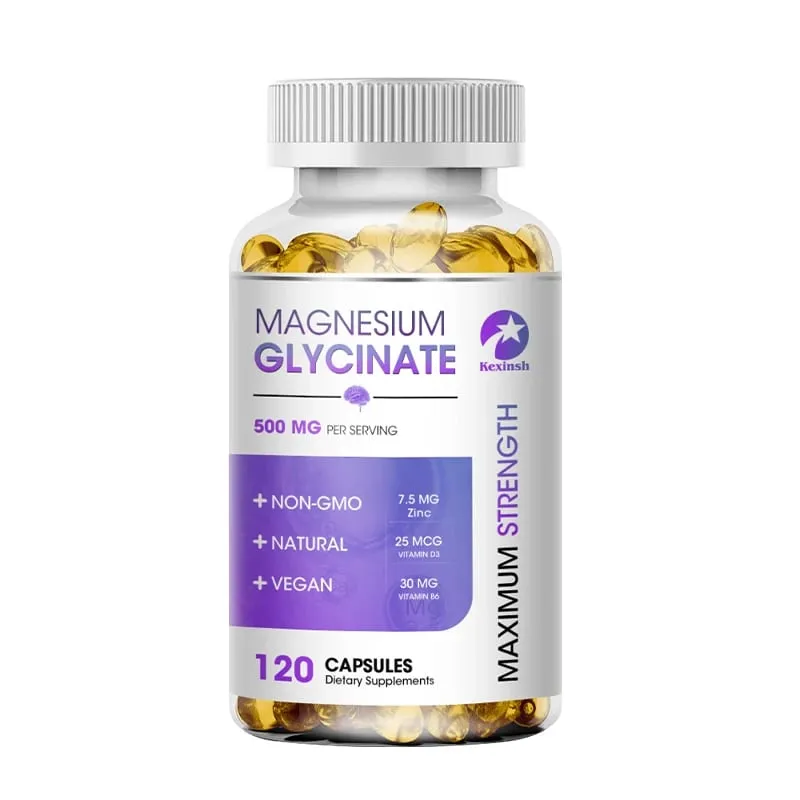Suplemento de glicinato de magnésio Kexinsh 500 mg com vitamina D3 B6 de zinco promove sono natural, reduz o estresse e a ansiedade, não OGM — image 9