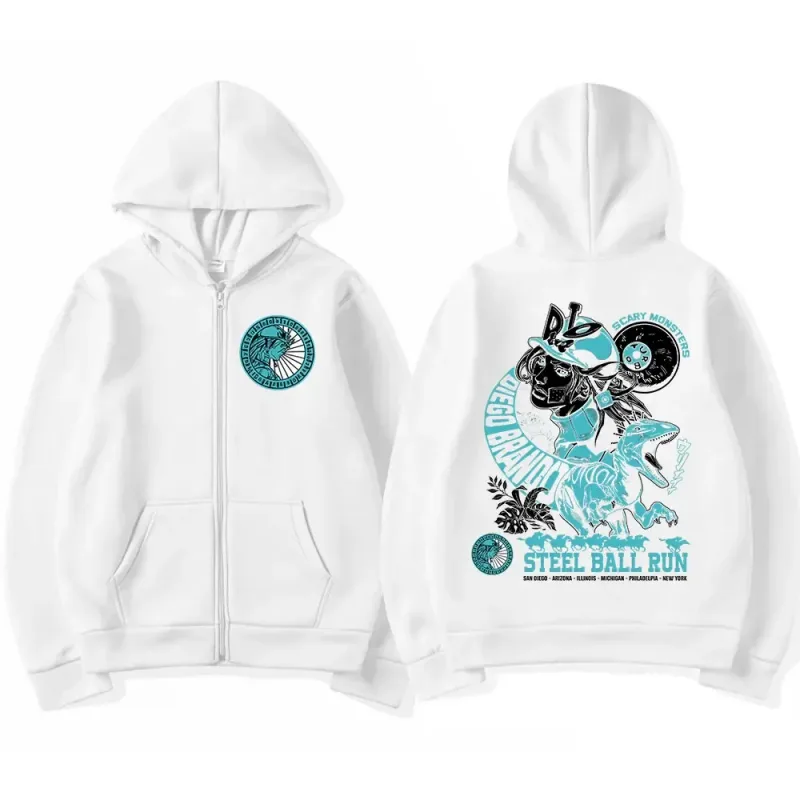 Anime Jojo Bizarre Adventure Zipper Hoodies STEEL BALL RUN Diego Brando Manga Zip Up Sweatshirts Men's Fashion Casual Pullovers — image 6