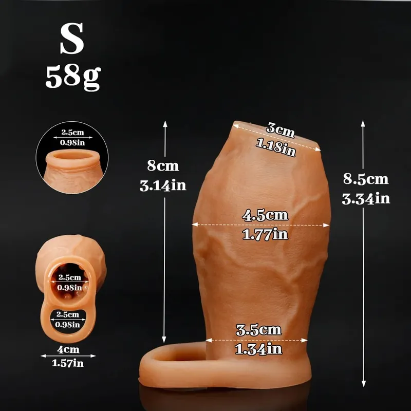 Sexy Thicken Cock Sleeve Penis Lock Penis Ring Adult Sex Toy For Men Dick Enlarged and Soft Silicone Penis Sleeve Enlargement — image 8