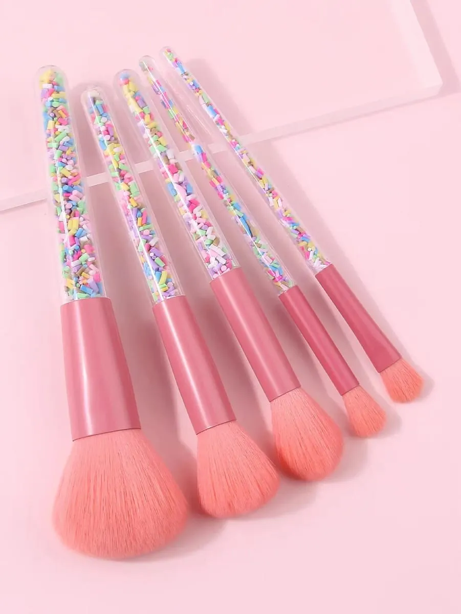 5Pcs Pink Makeup Brushes Set Soft Cosmetic Brushes Kit for Face Eye Makeup Beginner Daily Beauty Makeup Tools — image 3