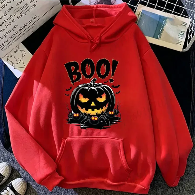 Halloween Spooky Boo Pumpkin Print Sweatshirt for Men Women Hoodies Spooky Spider Bat Graphic Sportwear Holiday Party Streetwear — image 4