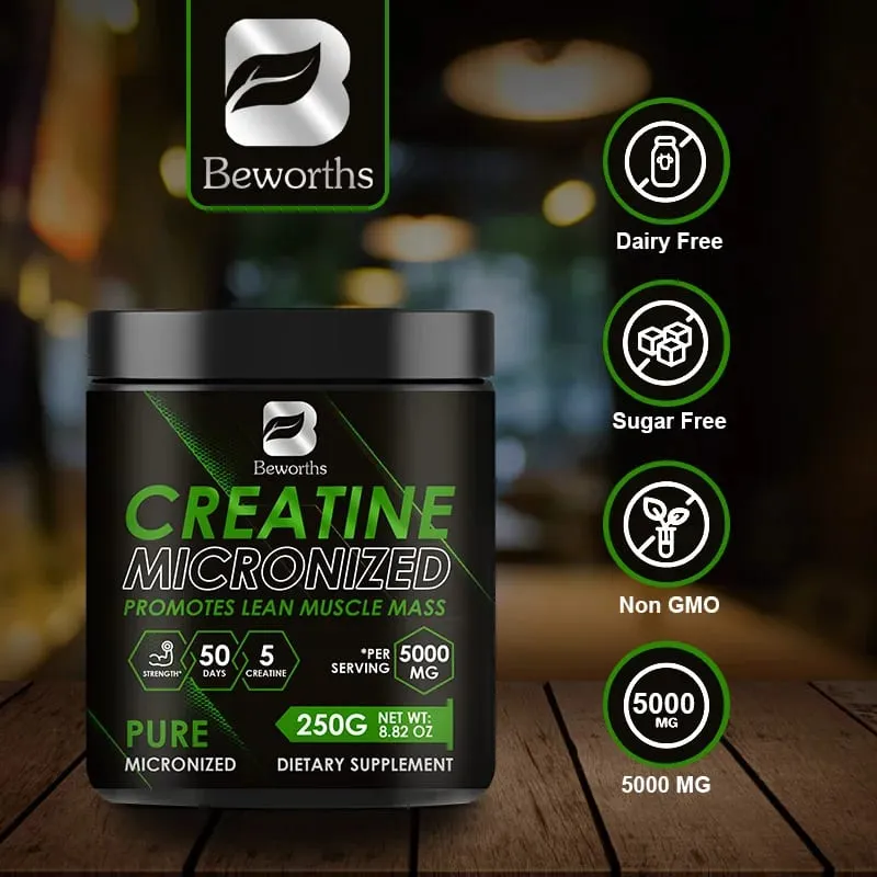 Beworths Creatine Monohydrate Powder 5000 mg pro předtréninkové budování svalů Buněčná energie Imunita mozku pro posilovnu — image 2