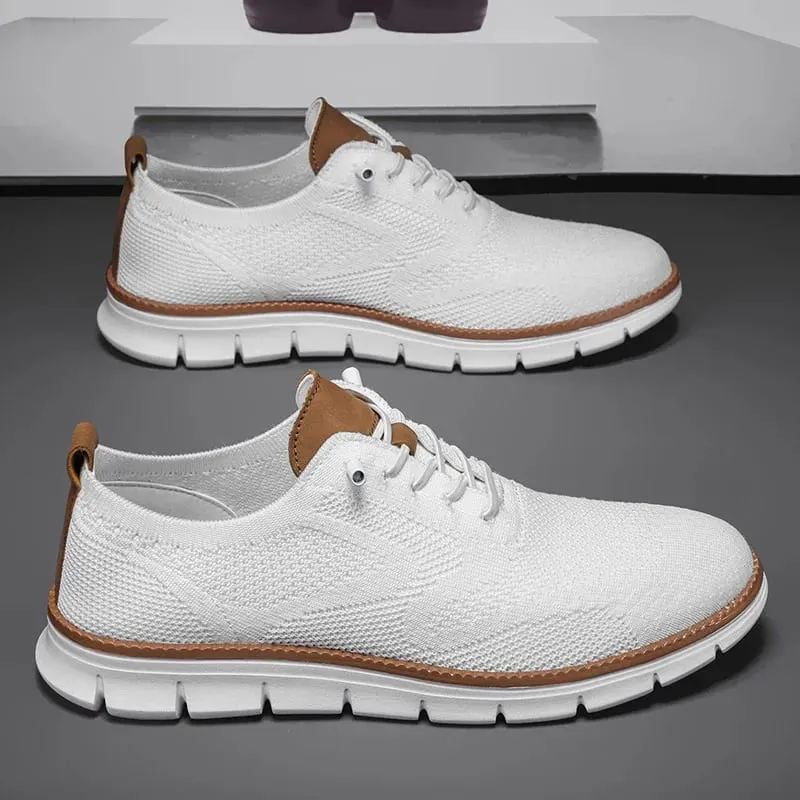 Men Knit Mesh Casual Sneakers Lightweight Lace Up Walking Shoes Flexible Non Slip Soft Breathable Big Size Male Outdoor Footwear — image 9