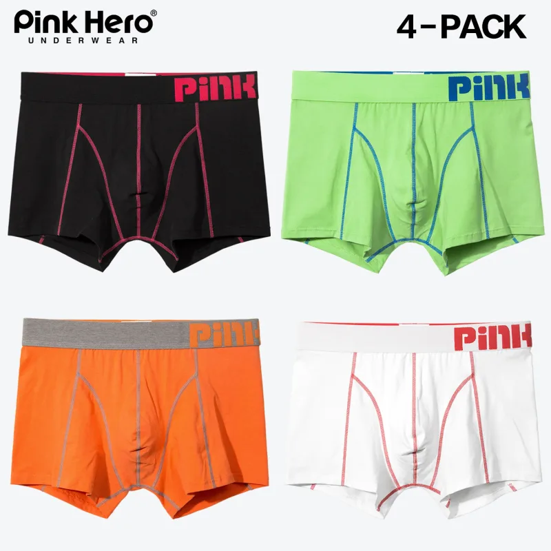 4-PACK Quần lót thời trang PINKHERO dành cho nam giới, Homme thoải mái và mềm mại kiểu dáng thời trang, Quần lót Boxer bằng vải cotton lạ mắt, Quần lót nam