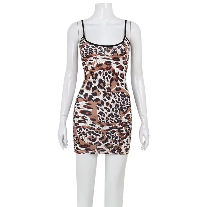 Fashion Sexy Summer Leopard Printed Women Dresses Backless Streetwear Regular Casual Camisole Strapless Skinny Vestidos Robes — image 6