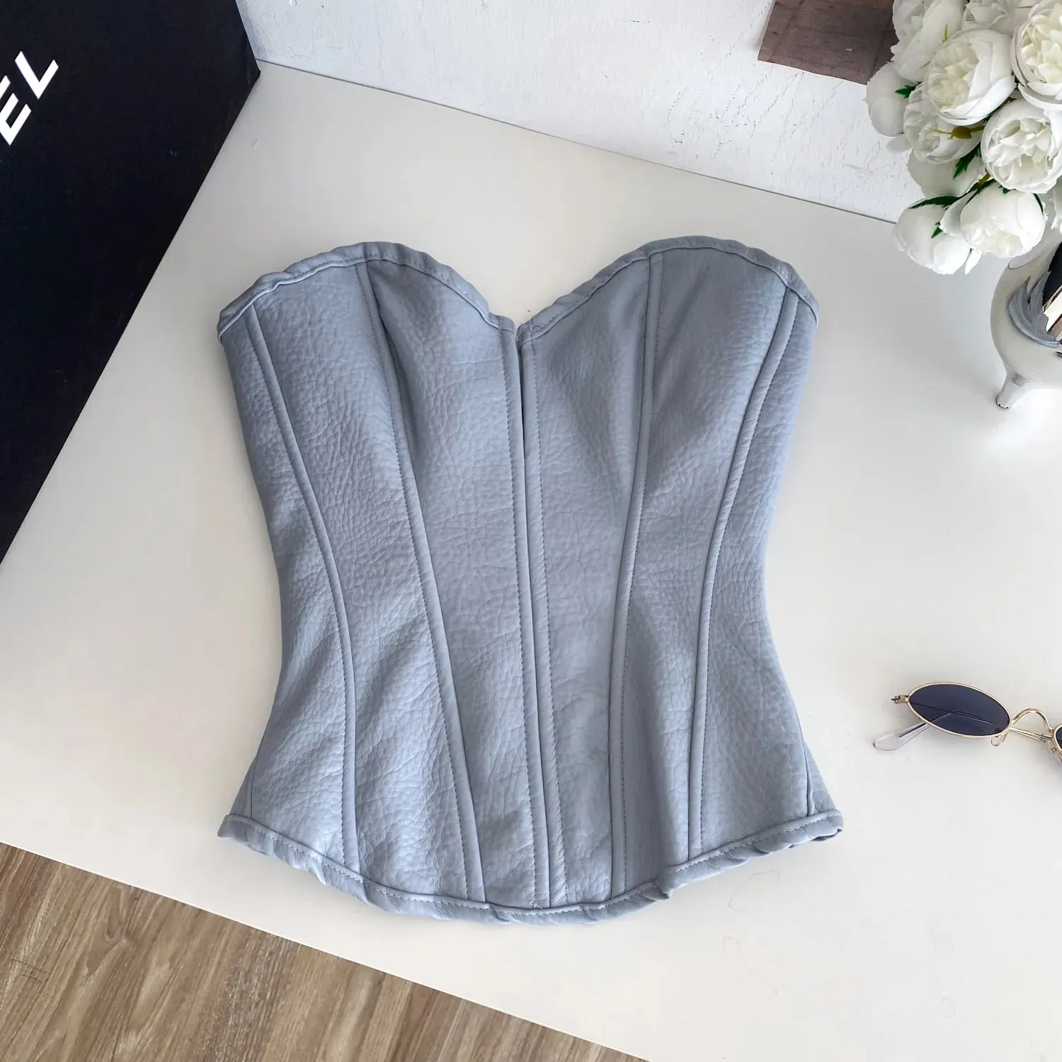 Sexy Pu Slim Tube Top Chic Strapless Crop Top Korean Fashion Corset Bustier Camis Women Tank Top — image 13