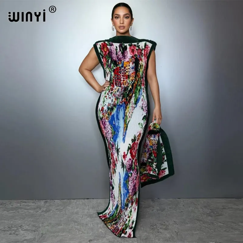 จีบ Elastic Slim ผู้หญิง Crumple ออกแบบจีบหรูหรา Abaya มุสลิมชุด Poncho สำหรับผู้หญิงชายหาด Kaftan — image 8