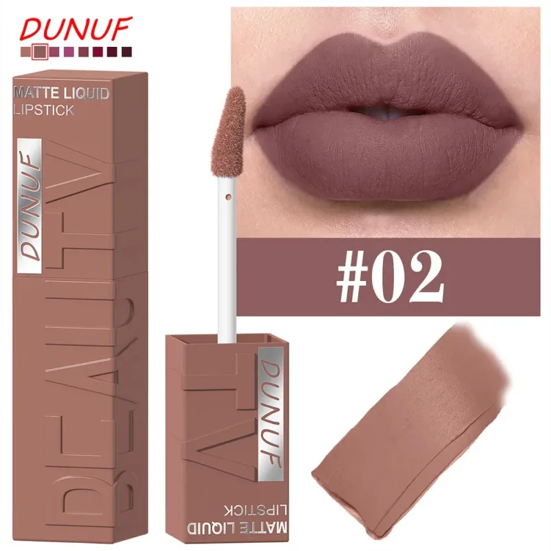 Batom labial fosco, 8 cores, suave, fácil de aplicar, tubo quadrado de brilho, veludo, à prova d'água, tridimensional, sexy, maquiagem de batom — image 9