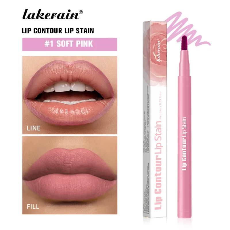Lakerain Lip Contour Lip Stain Pen Nepřilnavý kalíšek odolný proti rozmazání, Hydratační kosmetický make-up na rty 2 v 1 Lip Stain & Liner — image 9