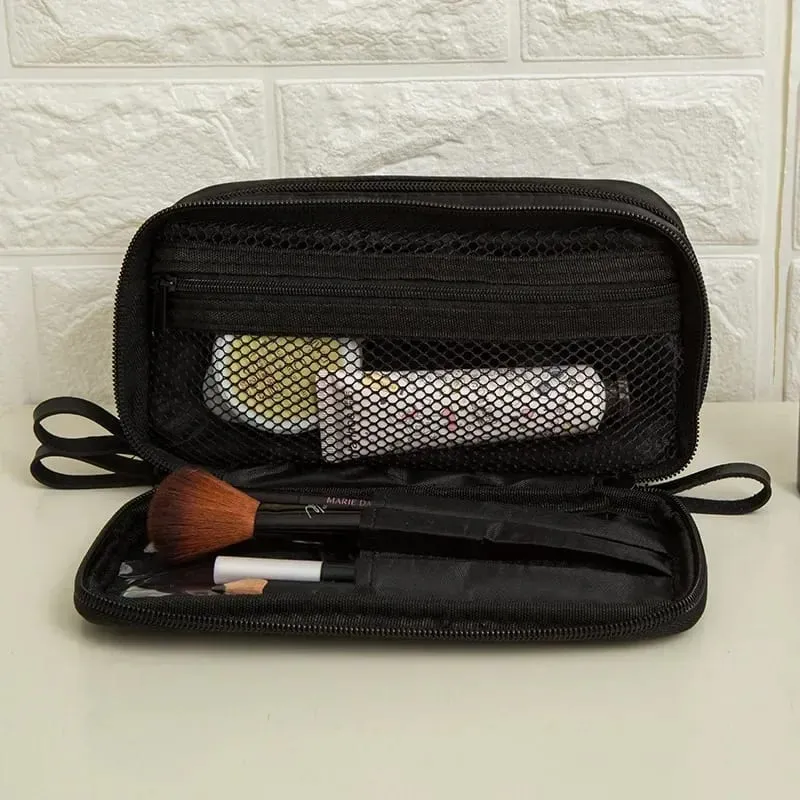 Makeupbørster med stor kapacitet Opbevaringspose med dobbelt lynlås Comestic Tools Organizer Vidåben lodret fritstående børsteholder