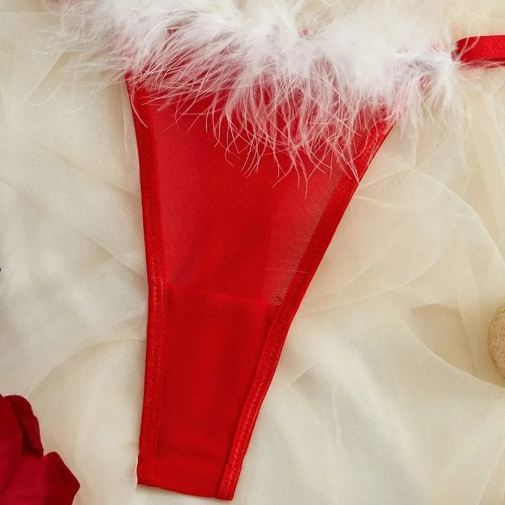 Sweet Furry Women's Underwear Mesh Transparent Wireless Lingerie Set Romantic Intimate Bow Decor Bra Panties Suit Anniversary — image 3