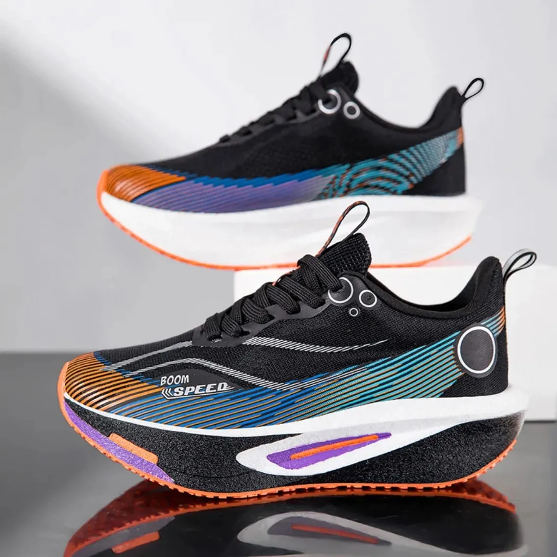 Men Marathon Running Shoes Carbon Plate Sports Sneakers Breathable Lightweight Mesh Comfortable Nonslip Athletic Shoes Unisex — image 4