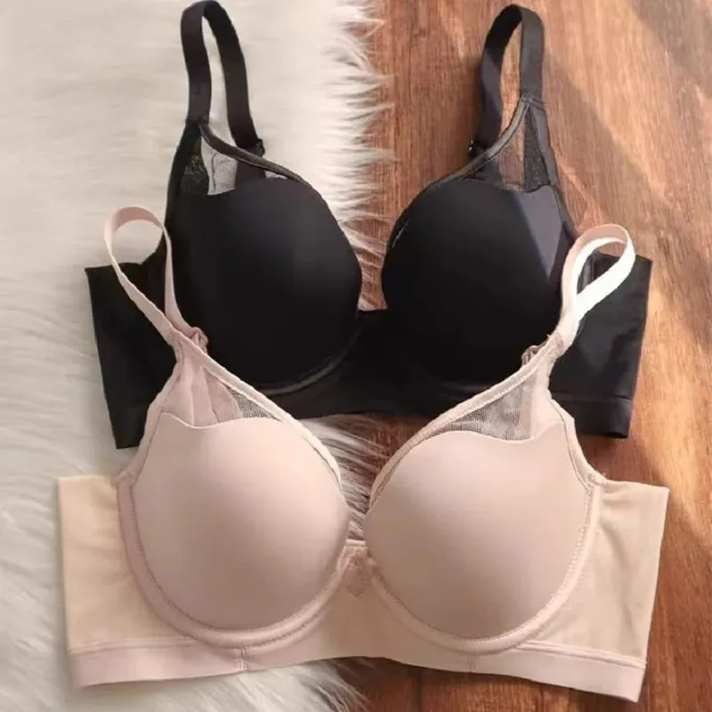 Soutien-gorge Push Up fin sans couture, grande taille, pour femmes, gros seins, aspect plus petit, Anti-affaissement, soutien-gorge à armatures doux