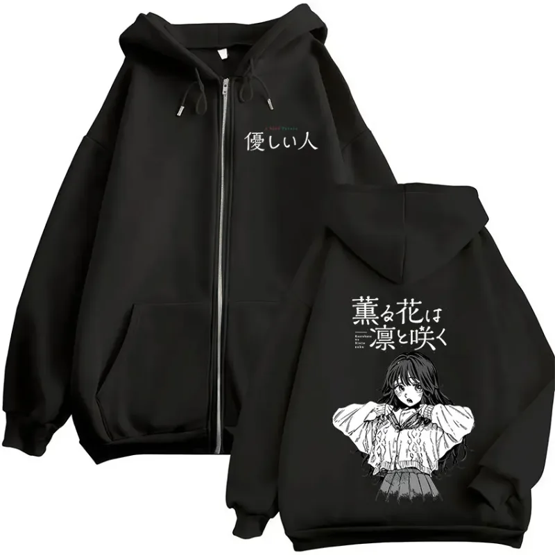 Anime The Fragrant Flower Blooms with Dignity Zipper Hoodies Men Women Clothing Fleece Zip Up Hooded Sweatshirts Coat Streetwear — image 1