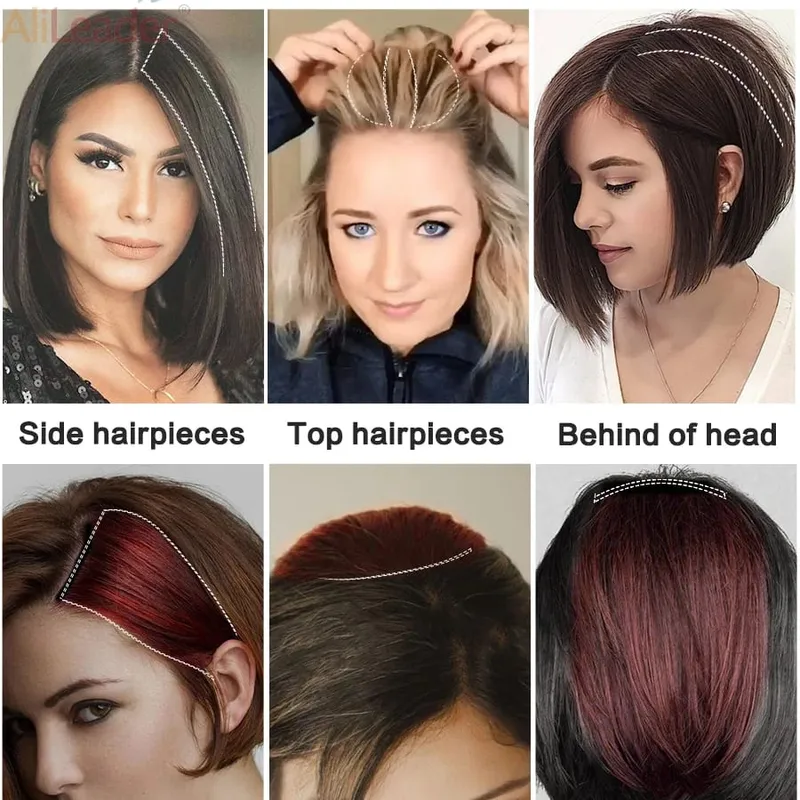 Synthetic 10"20"30Cm Clip In Extension Straight Hair Pad Hairpieces Thinning Hair Invisible Seamless Hair Pads Increase Hair