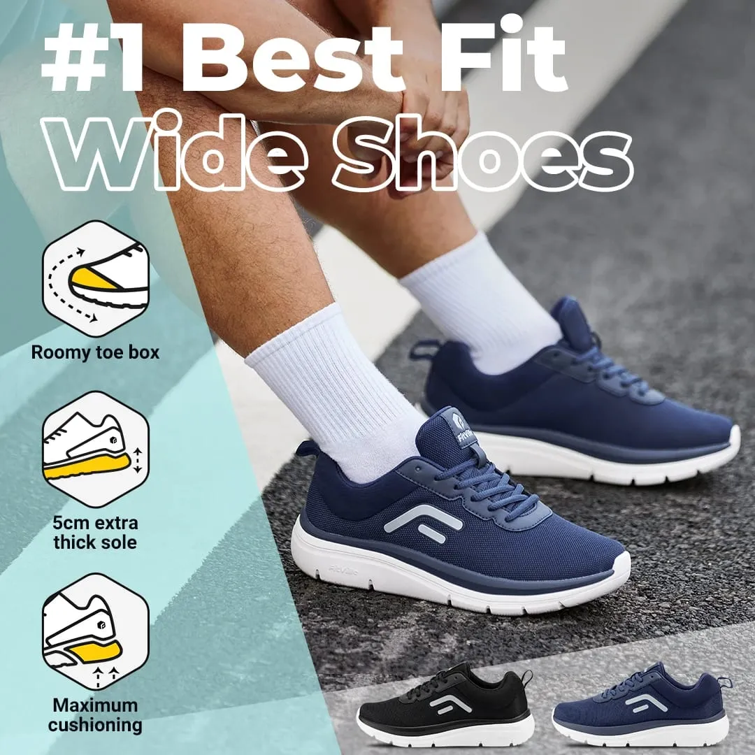 FitVille Walking Shoes for Men Wide Width Thick Sole Lightweight Breathable Sneakers Shoes for Plantar Fasciitis Pain Relief — image 3