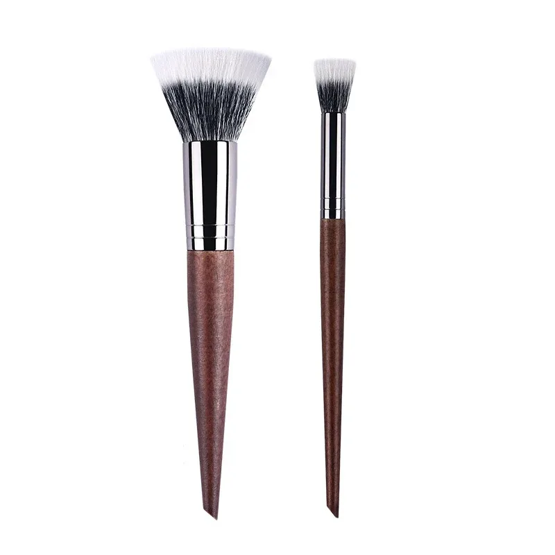 Berus Mekap Profesional Kontur serbuk Tetapan Berus Mekap Pelbagai Fungsi Berus Stippling Blush lembut Bulu kambing kayu asli — image 10
