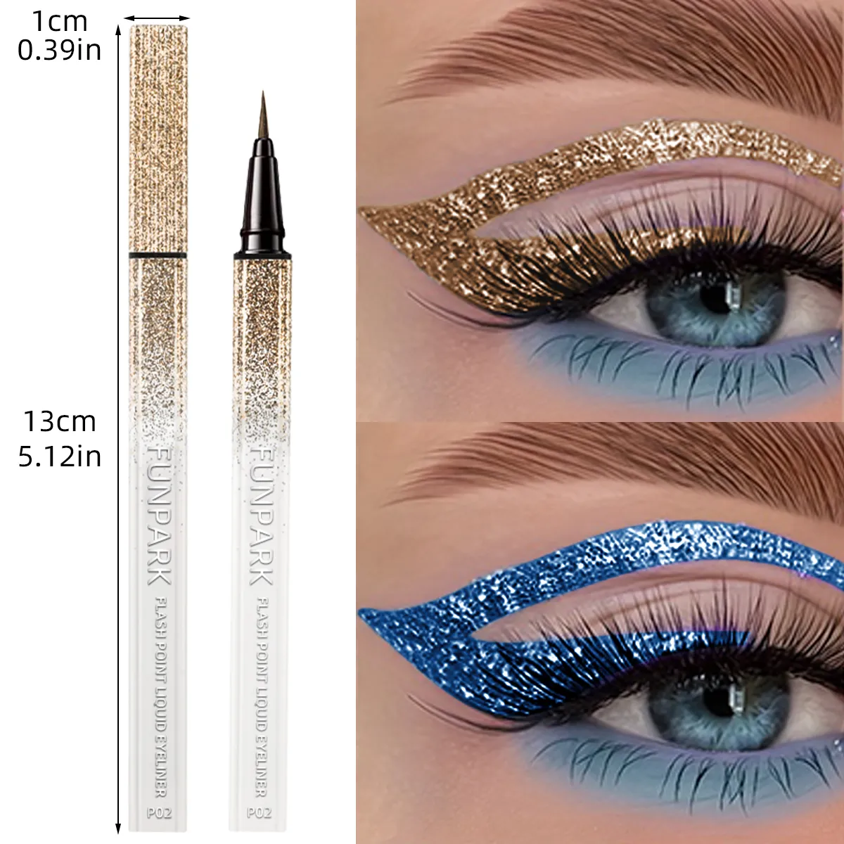 1PC Glitter Liquid Eyeliner Pencil Waterproof Purple Pink Blue Eye Liner Pen Long Lasting Quickily Drying Eyes Makeup For Women — image 5