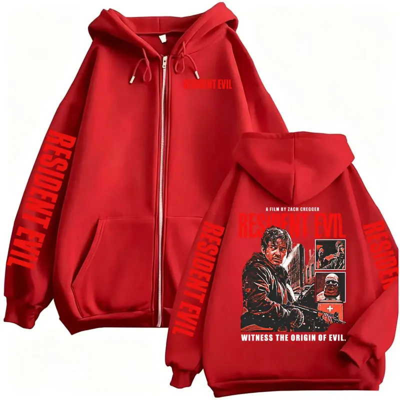 Limited Resident Evil Horror Film Zipper Hoodies Men Women Fashion High Street Jacket Sweatshirt Coats Cozy Fleece Zip Up Hoodie