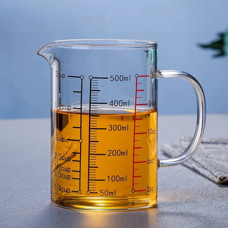Högt borosilikatglas Mätkoppar Klart glas Skala Cup med handtag V-formad pip Köksglas mätbägare — image 9